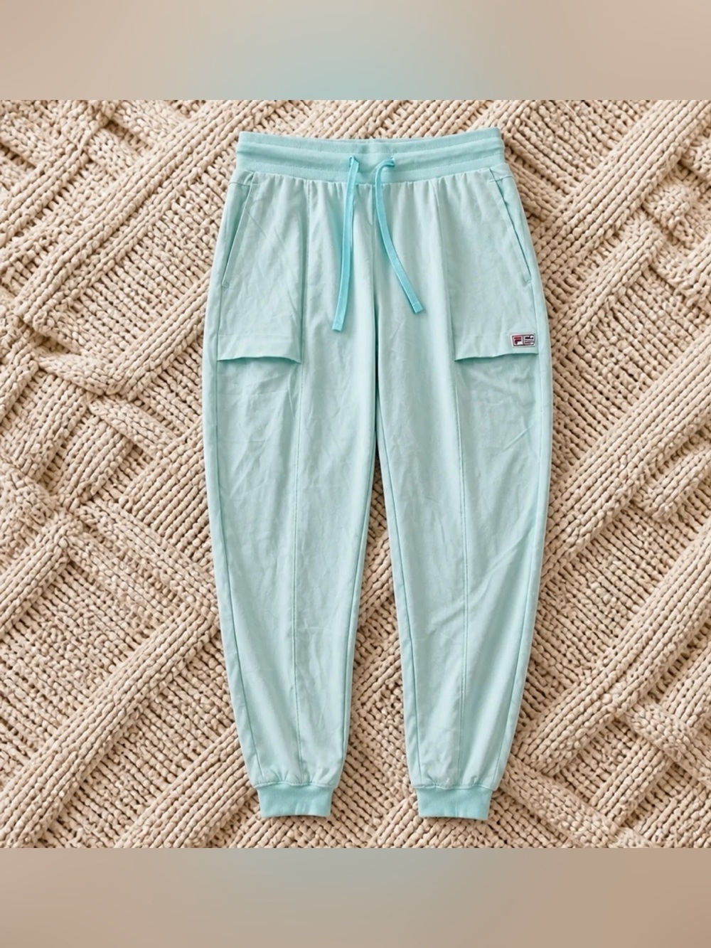 Fila Light Aqua Track Pants with Logo Patch